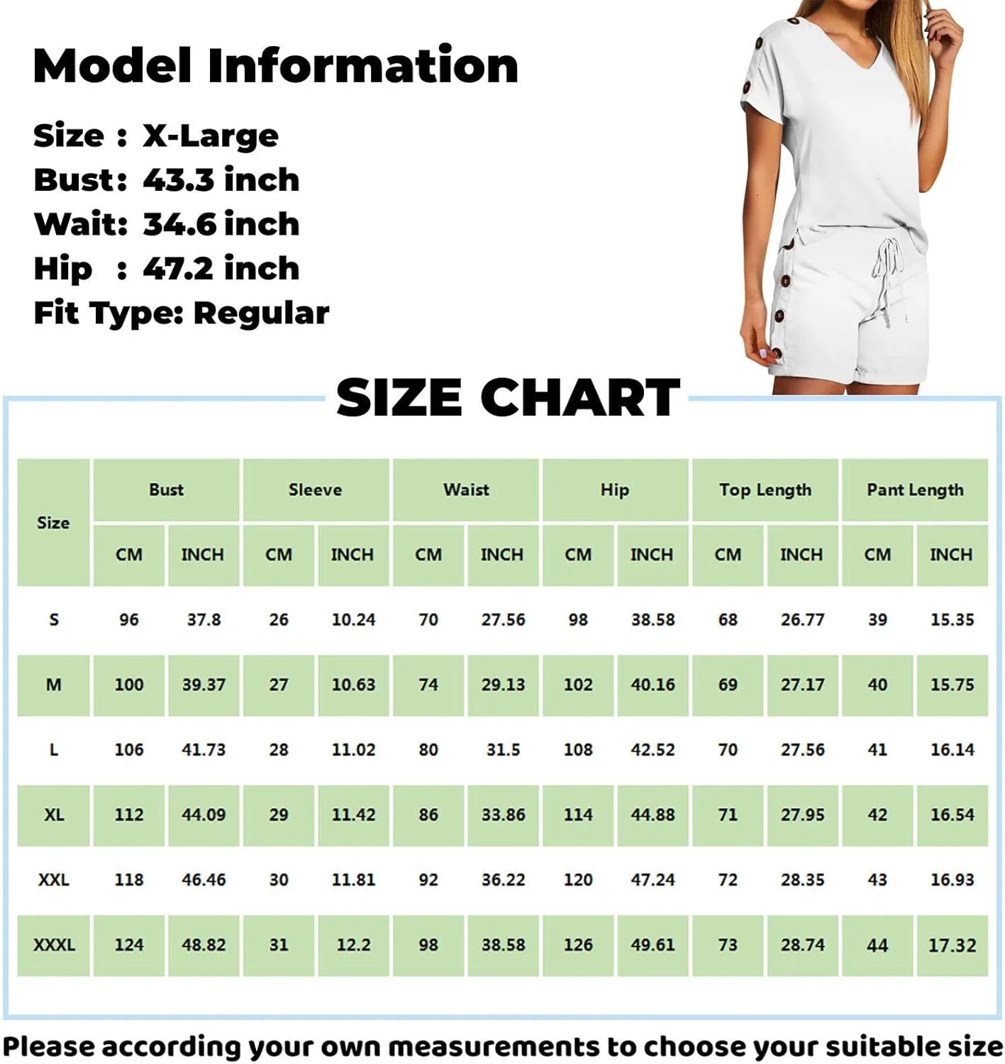 Women's 2 Piece Outfits Casual Short Sleeve Tops T Shirt Tee and Button Shorts Sets Casual V Neck Fit Two Piece Sets