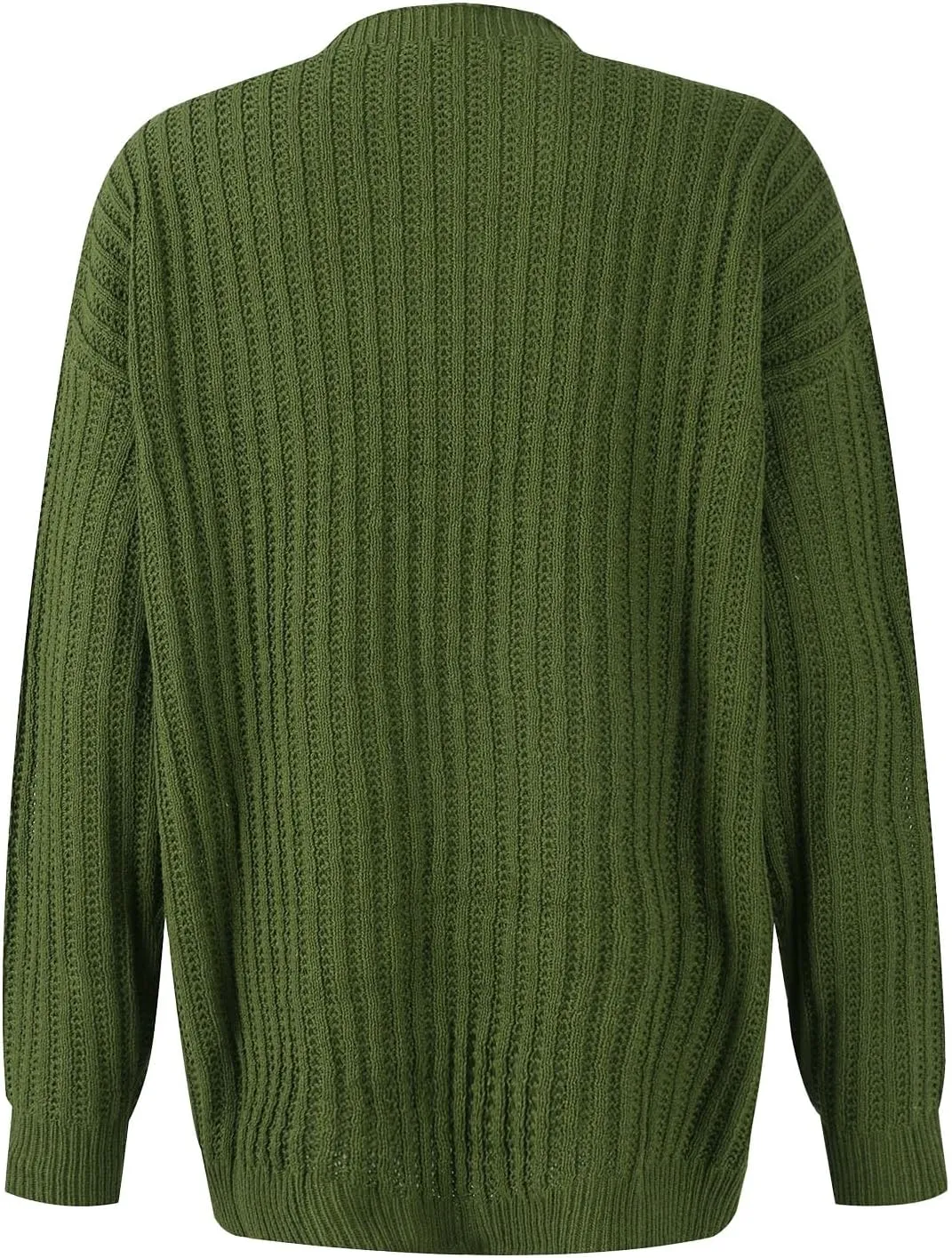 Women's 2024 Crew Neck Long Sleeve Pullover Sweater Casual Loose Fall Ribbed Knit Solid Drop Shoulder Jumper Tops