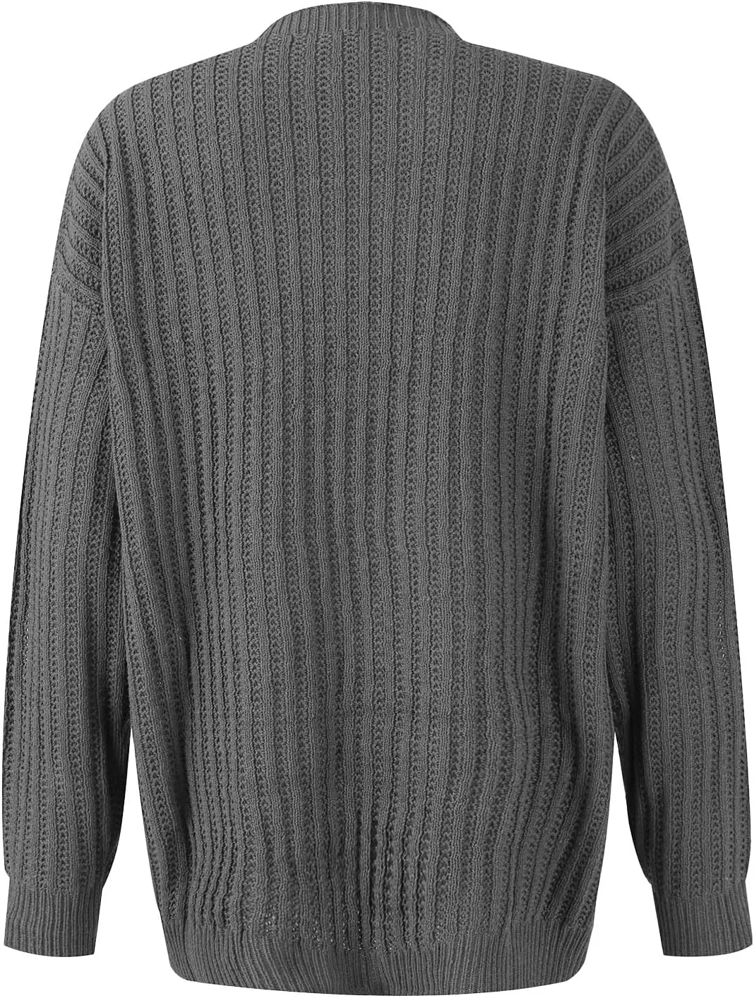 Women's 2024 Crew Neck Long Sleeve Pullover Sweater Casual Loose Fall Ribbed Knit Solid Drop Shoulder Jumper Tops