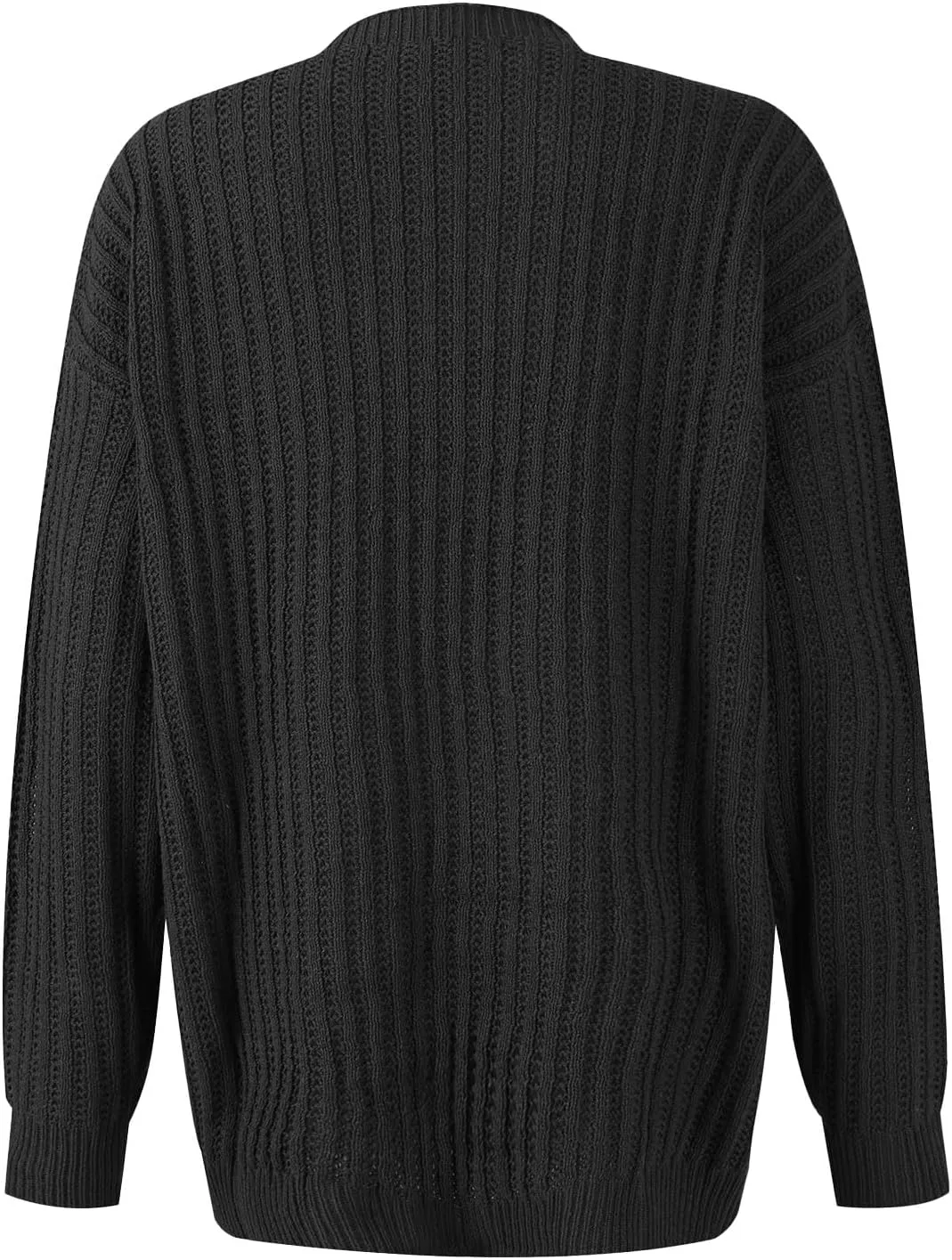 Women's 2024 Crew Neck Long Sleeve Pullover Sweater Casual Loose Fall Ribbed Knit Solid Drop Shoulder Jumper Tops
