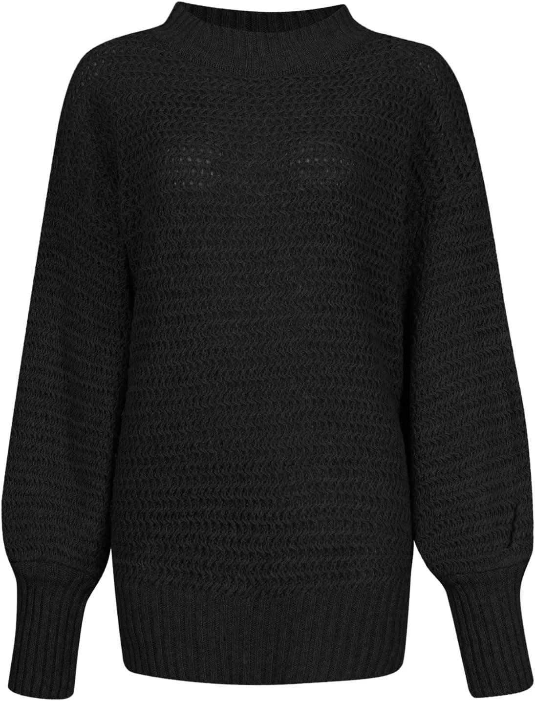 Women's 2024 Fall Casual Fall Oversized Sweater Long Sleeve Crew Neck Side Slit Oversized Ribbed Knit Pullover Tops