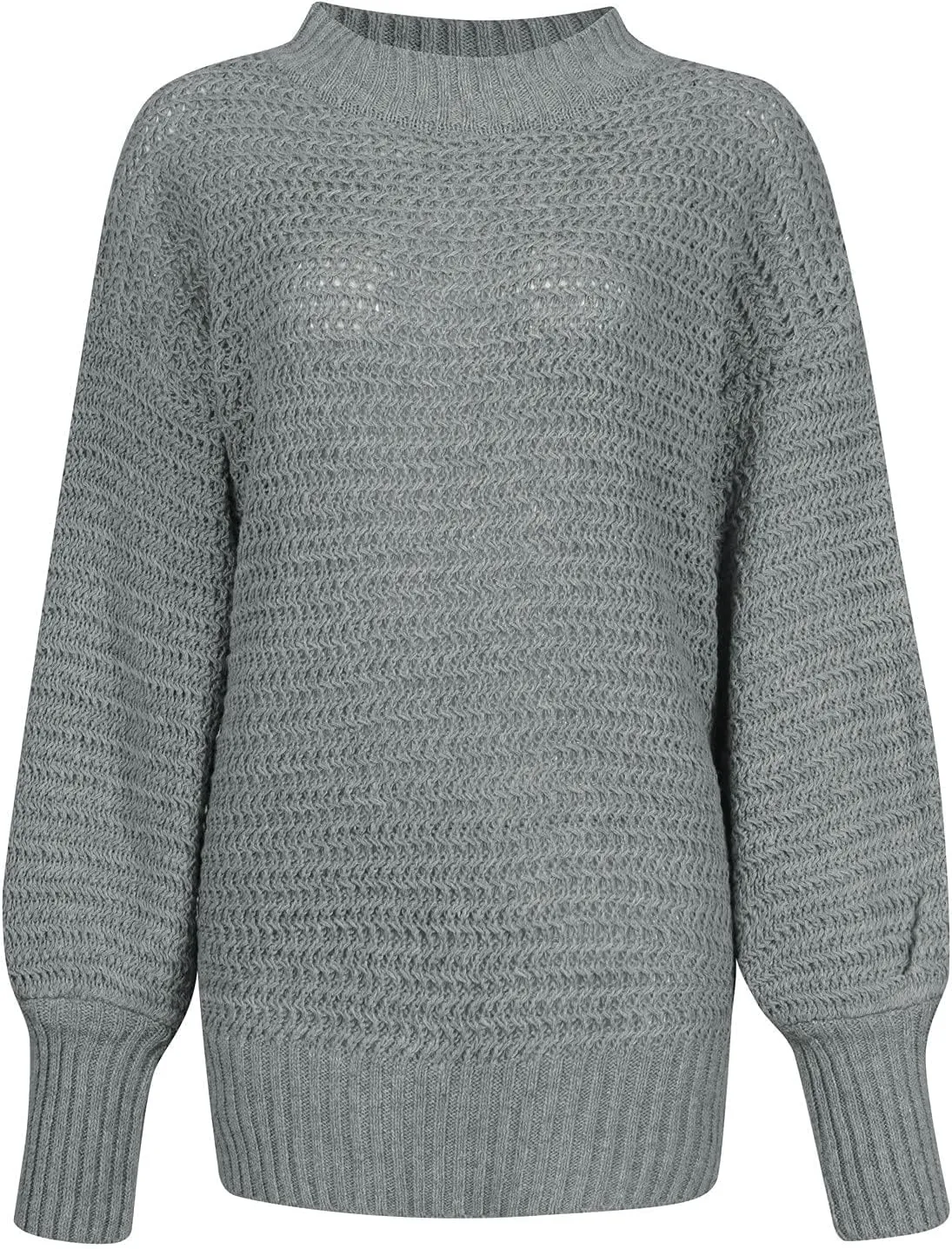 Women's 2024 Fall Casual Fall Oversized Sweater Long Sleeve Crew Neck Side Slit Oversized Ribbed Knit Pullover Tops