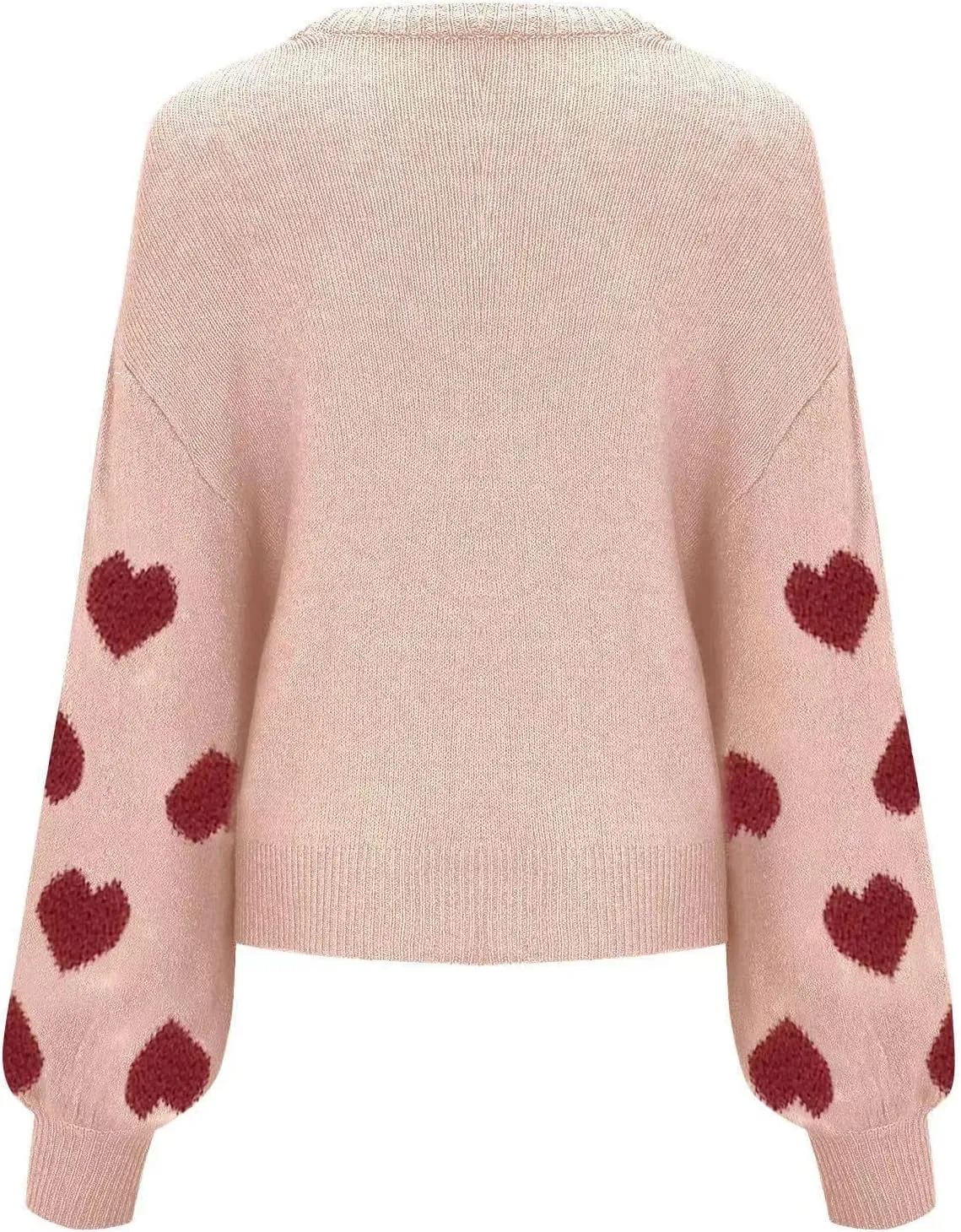 Women's 2024 Fall Winter Heart Color Block Sweater Long Sleeve Crew Neck Casual Loose Knit Pullover Tops Shirt
