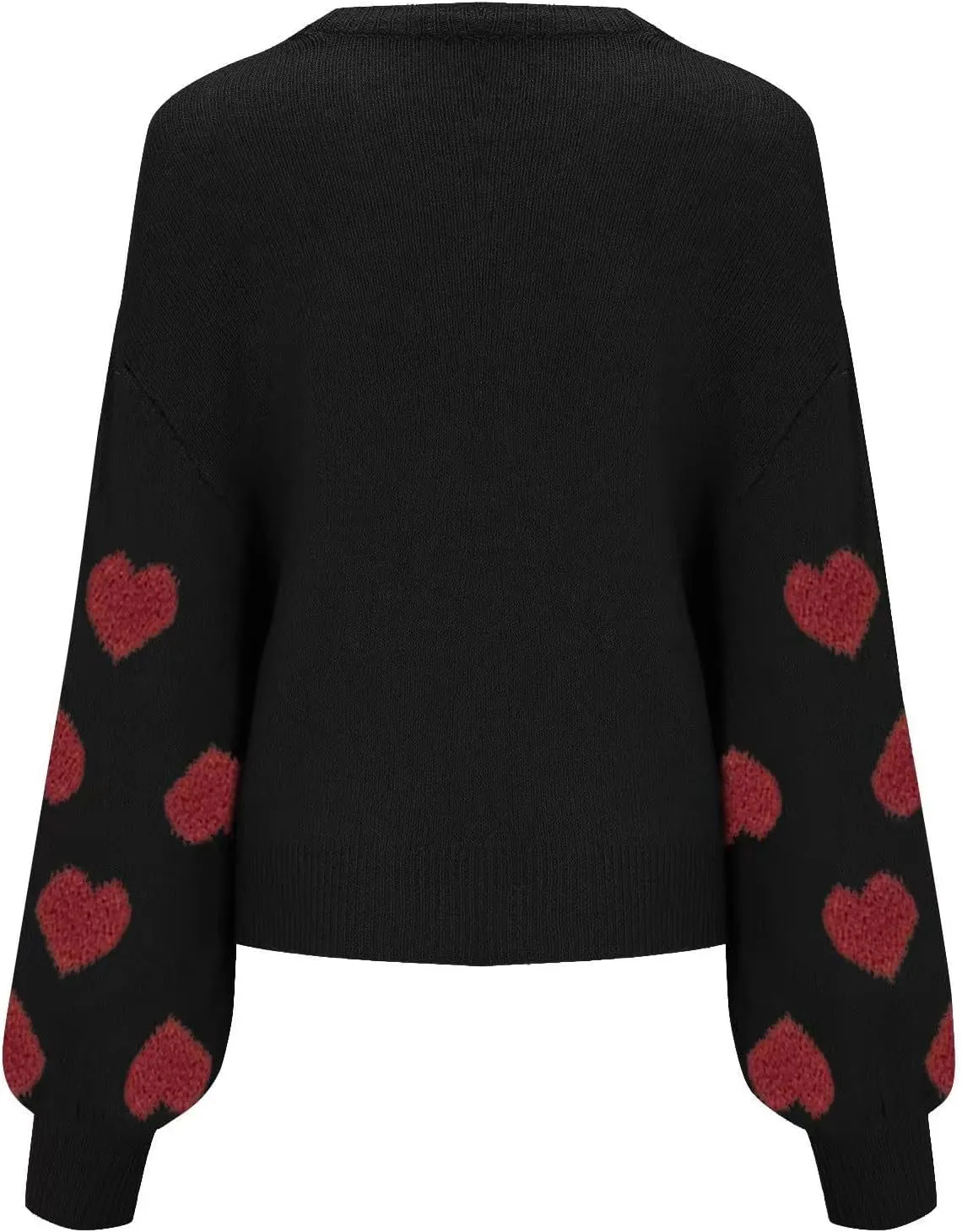 Women's 2024 Fall Winter Heart Color Block Sweater Long Sleeve Crew Neck Casual Loose Knit Pullover Tops Shirt