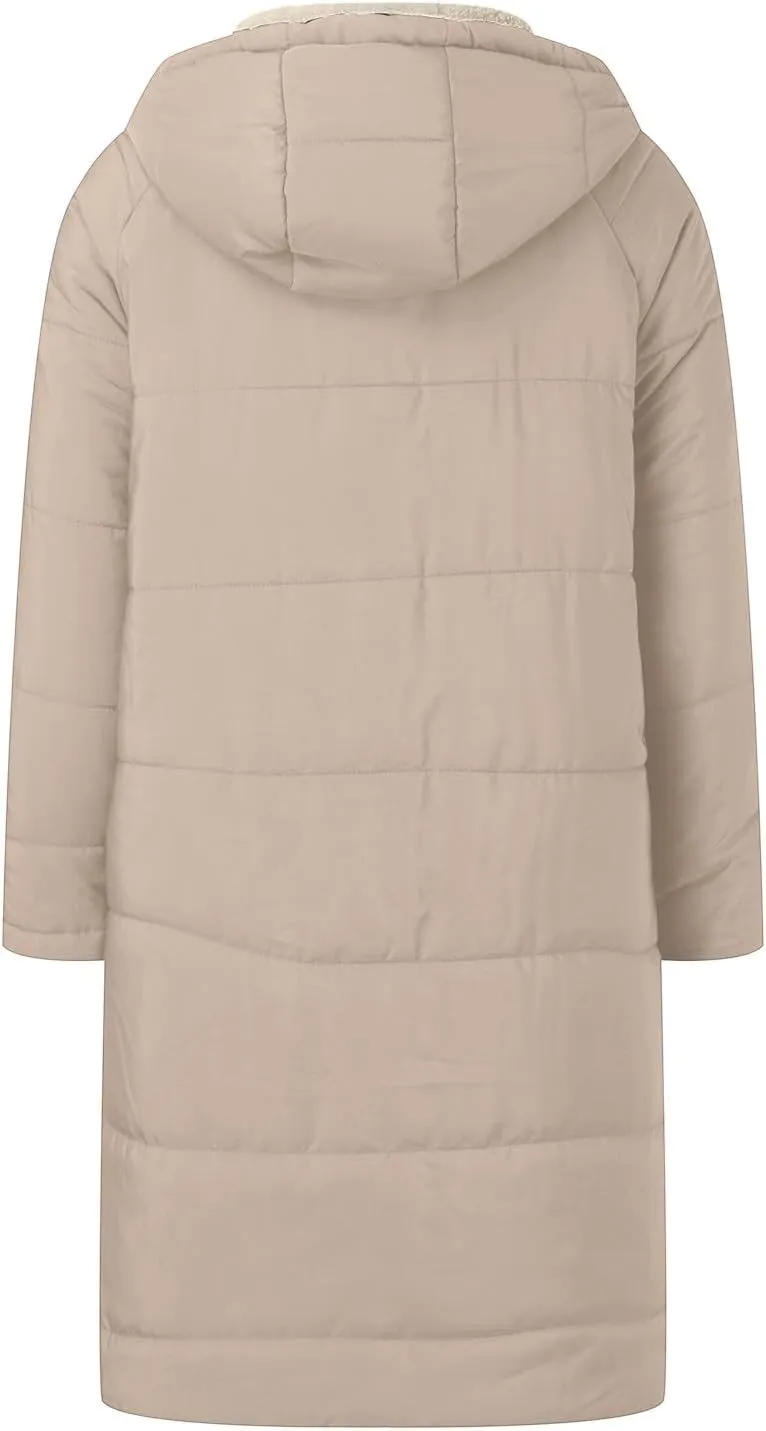 Womens 2024 Fashion Full Zip Fleece Coat Long Sleeve Pockets Outwear Comfort Warm Soft Overcoat Outdoor Home Clothes