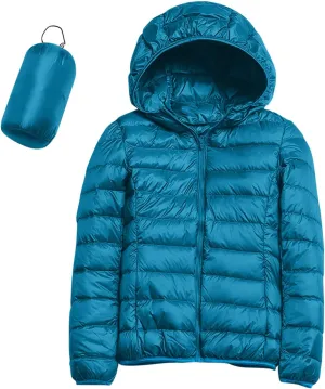 Womens 2024 Warm Lightweight Hooded Windproof Winter Coat Long Sleeve Casual Down Coat Home Outdoor Quilted Puffer Coat