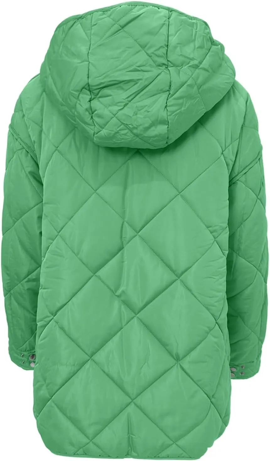 Womens 2024 Winter Thick Solid Zip Up Quilted Puffer Coat with Pocket Long Sleeve Down Coat Casual Warm Slim Overcoat