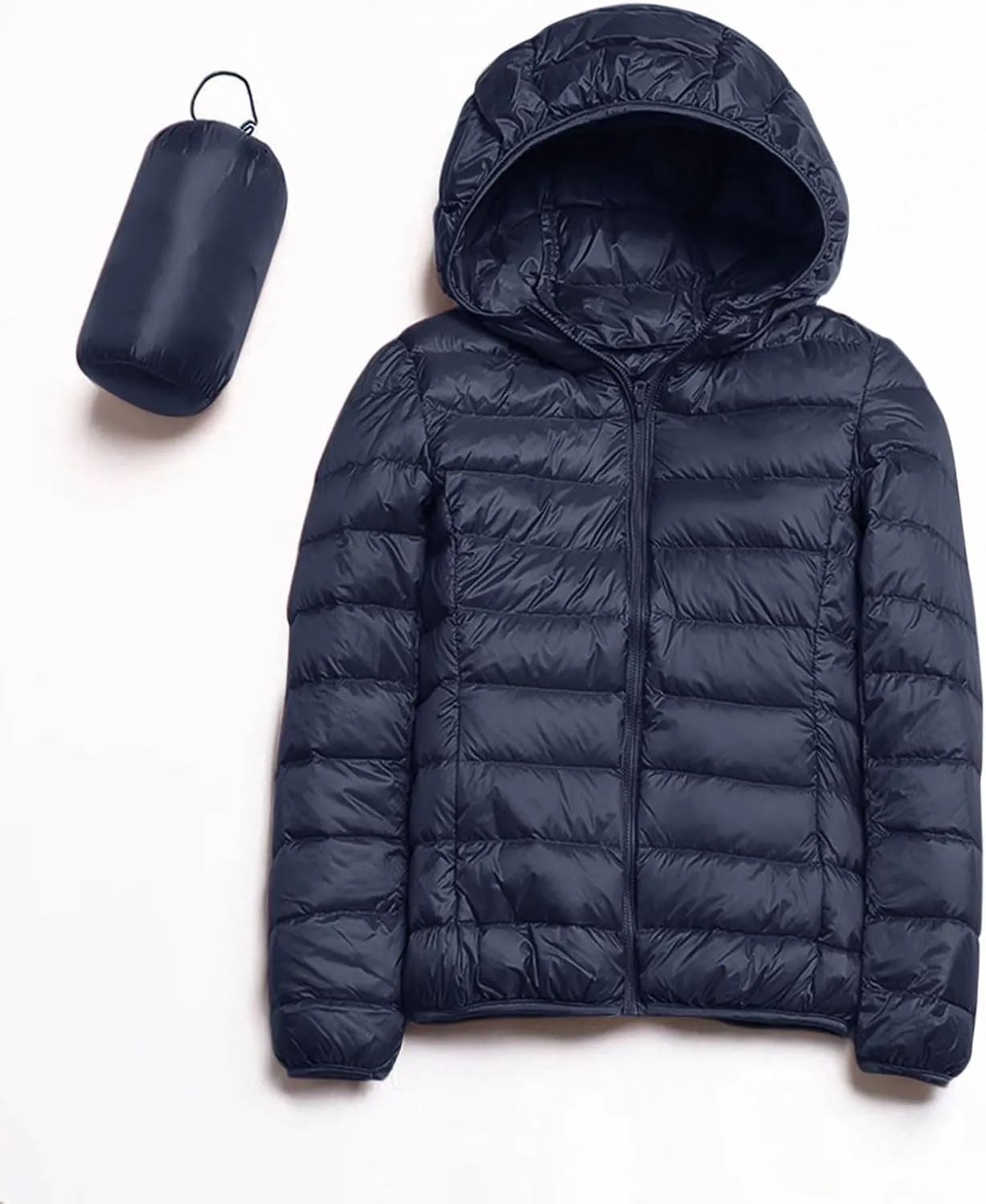 Womens 2024 Winter Warm Waterproof Solid Puffer Coat Zipper with Hood Quilted Down Coat Casual Slim Outdoor Overcoat