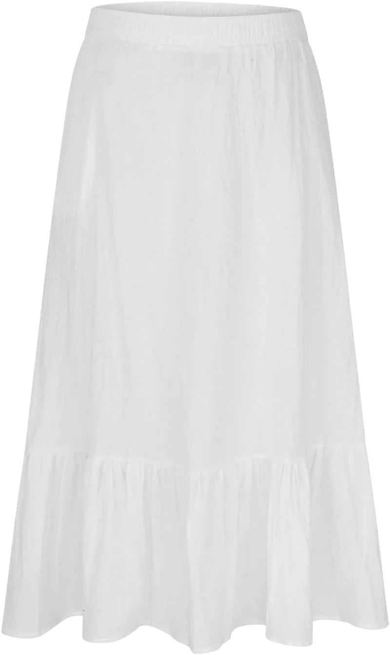 Womens A Line Long Midi Cotton Skirt Pleated Layers Elastic Waist Summer Fashion Trendy Flowy Tiered Boho Skirts