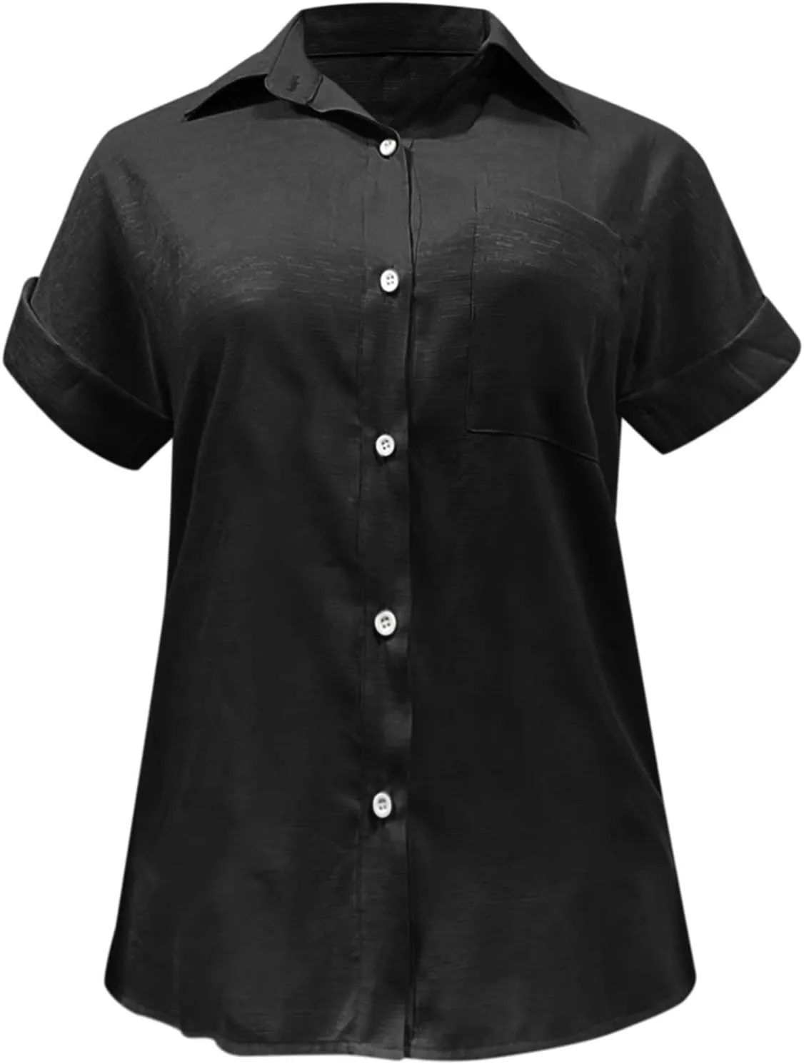 Women's Button Down Shirts Sleeve Down Christmas Fall Jacket Rolled Cuffed Short Sleeve Blouse Long Button Down