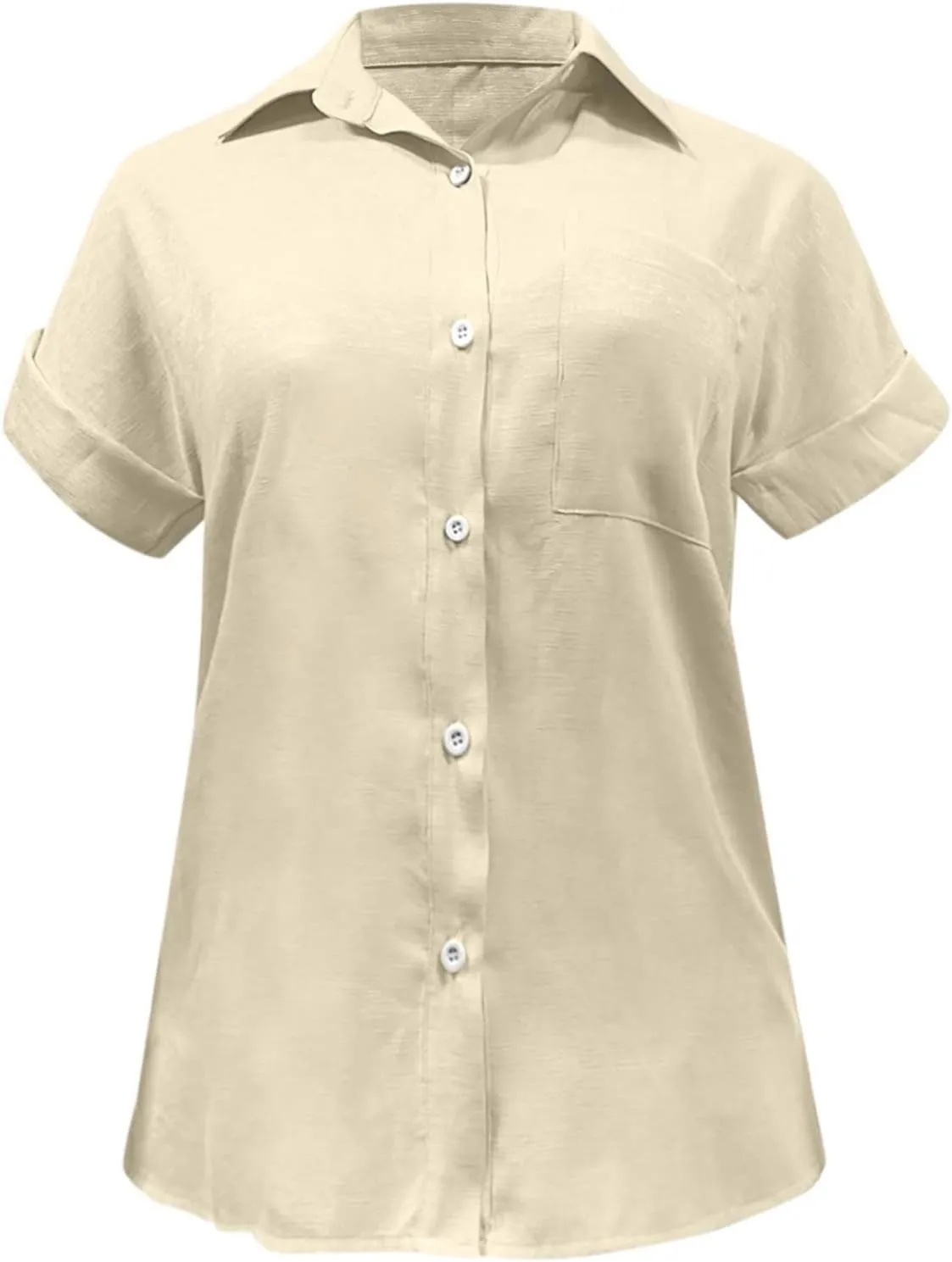 Women's Button Down Shirts Sleeve Down Christmas Fall Jacket Rolled Cuffed Short Sleeve Blouse Long Button Down