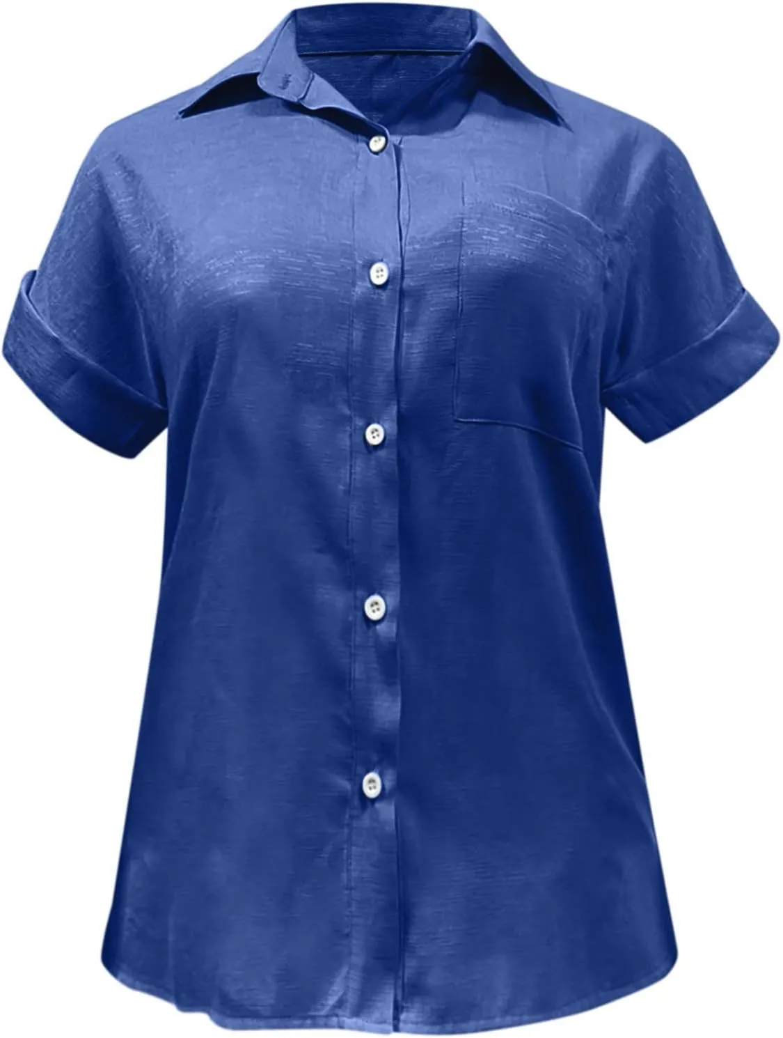 Women's Button Down Shirts Sleeve Down Christmas Fall Jacket Rolled Cuffed Short Sleeve Blouse Long Button Down