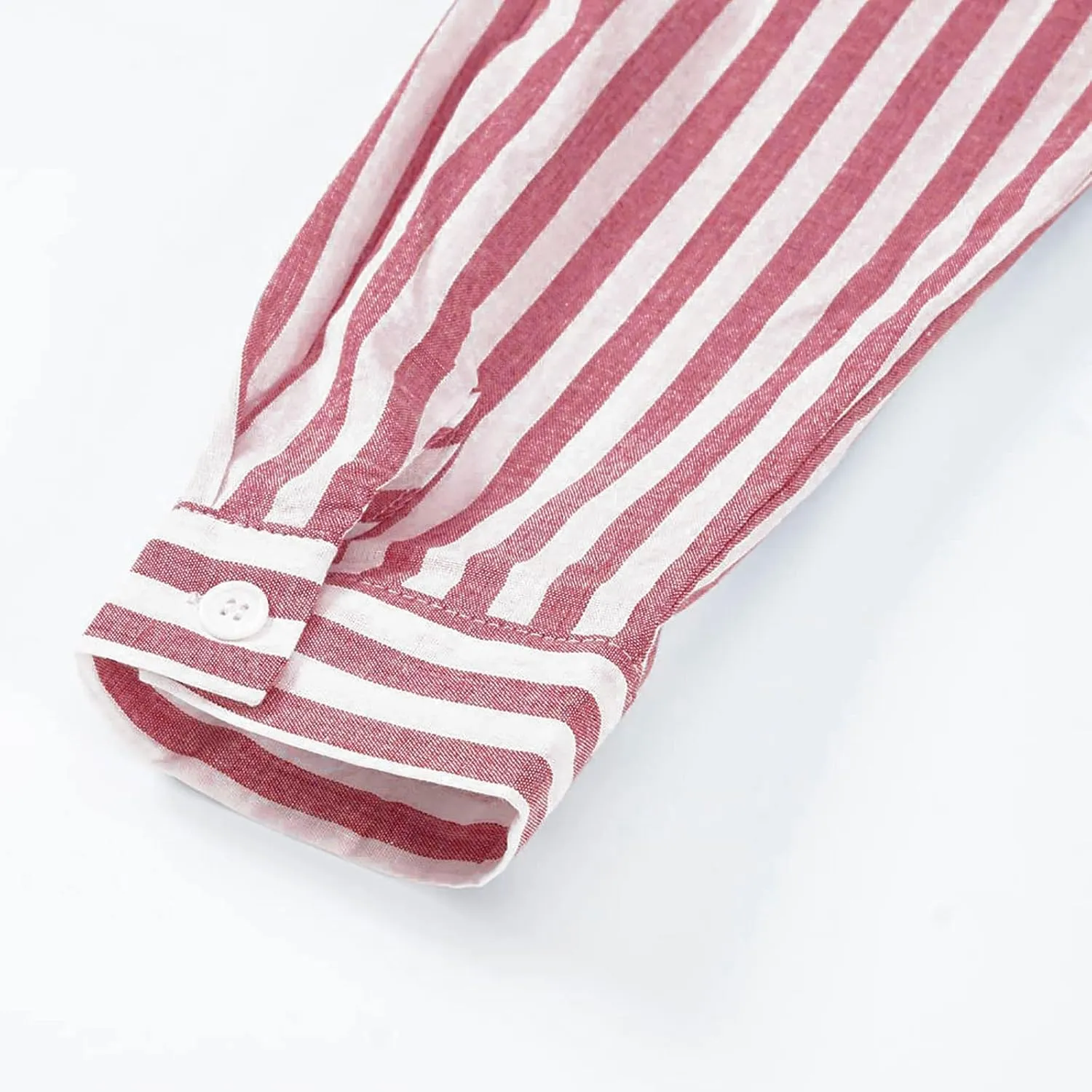 Womens Button Down Shirts Summer Linen V Neck Collared Stripes Casual Long Sleeve Blouses Tops with Pocket