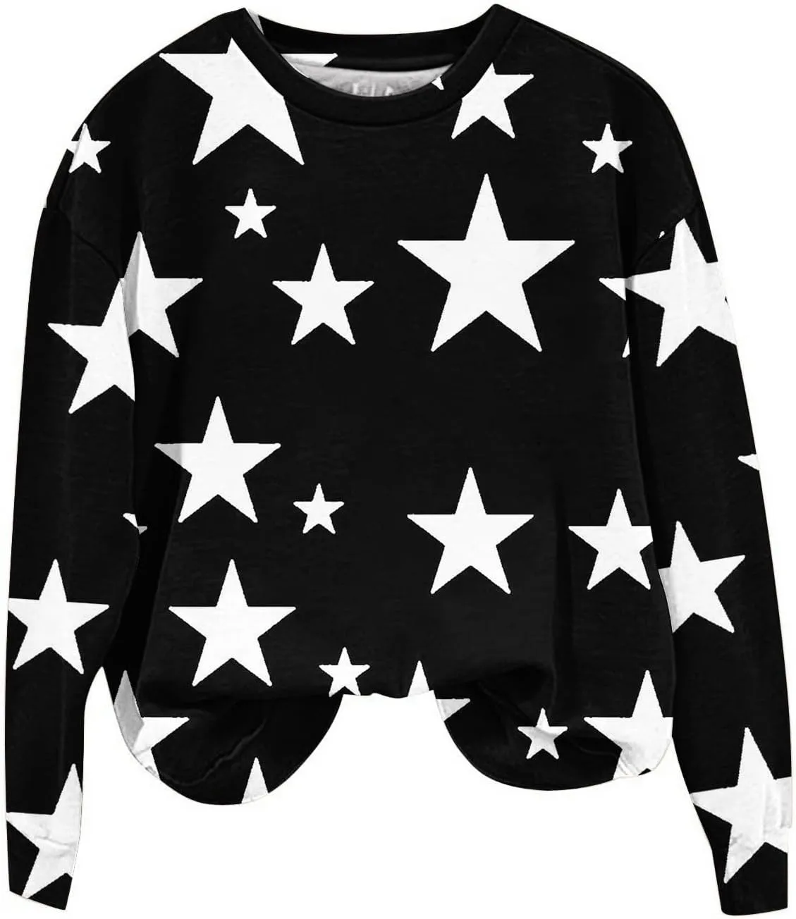 Womens Casual Hoodies Fashion Star Printed Casual Long Sleeve Hoodie Oversized Cropped Sweatshirt 2024 Fall Outfits