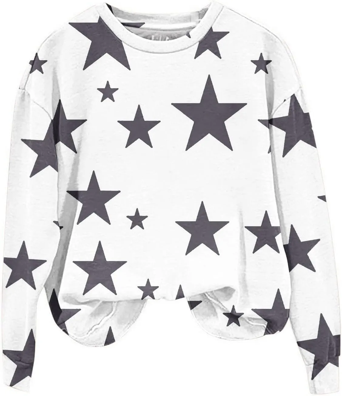Womens Casual Hoodies Fashion Star Printed Casual Long Sleeve Hoodie Oversized Cropped Sweatshirt 2024 Fall Outfits