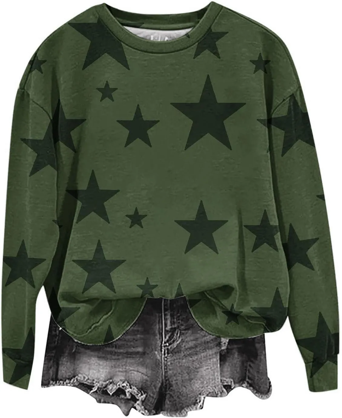 Womens Casual Hoodies Fashion Star Printed Casual Long Sleeve Hoodie Oversized Cropped Sweatshirt 2024 Fall Outfits