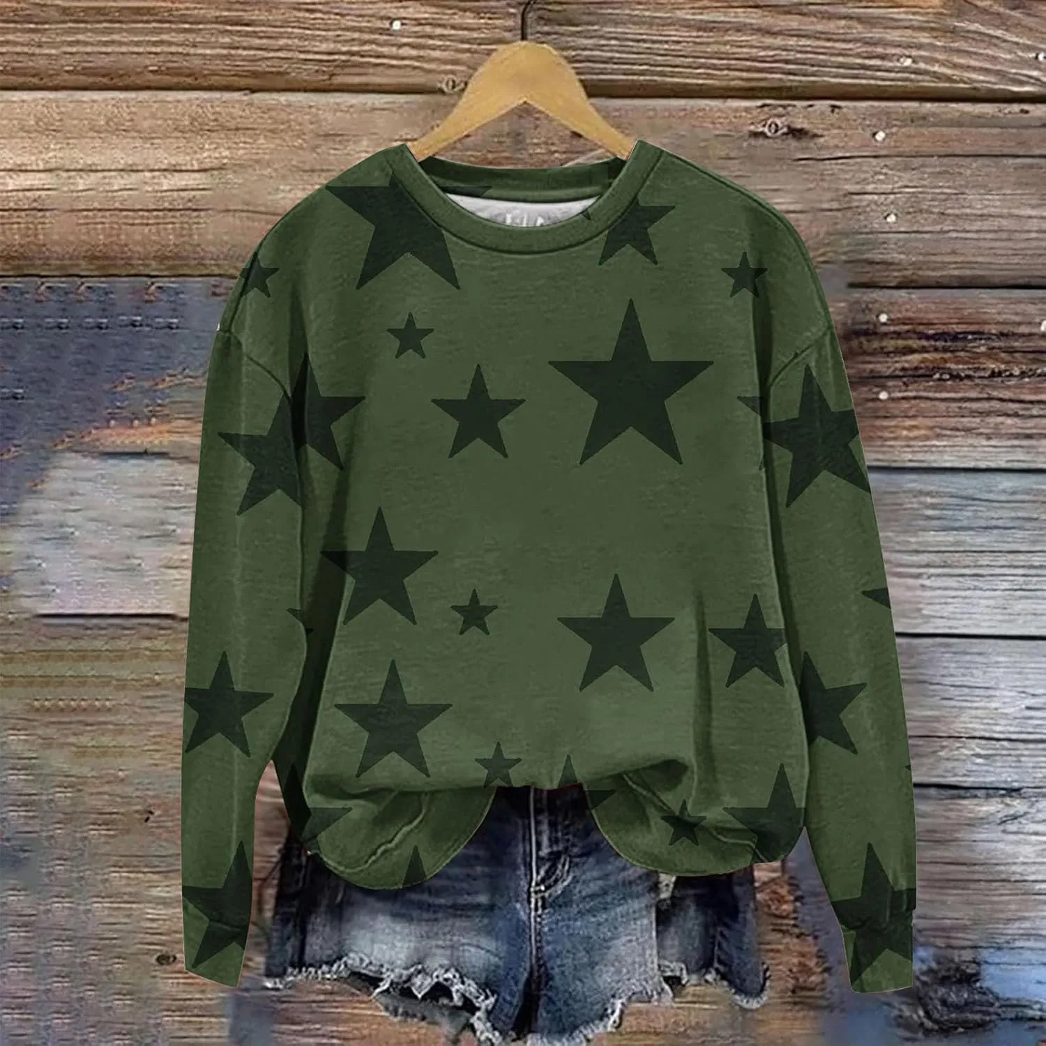 Womens Casual Hoodies Fashion Star Printed Casual Long Sleeve Hoodie Oversized Cropped Sweatshirt 2024 Fall Outfits
