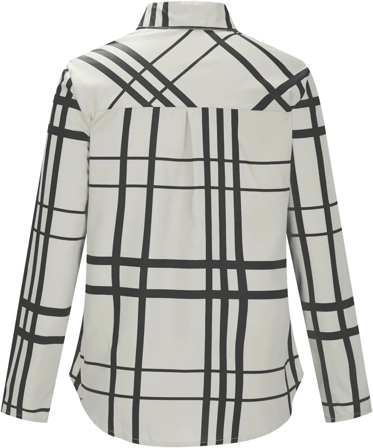 Women's Casual Plaid Button Down Blouses and Tops 2023 Fashion Collared Button Down Shirts Pullover Tee Top with Pocket