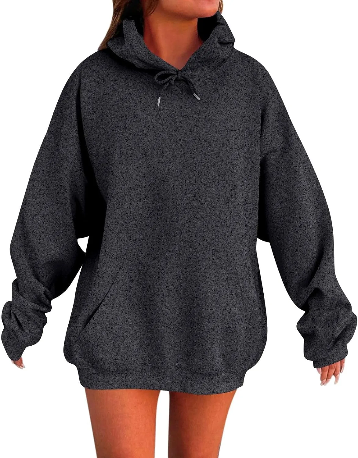 Womens Casual Soild Color Long Sleeve Hoodies Oversized Trendy Loose Fit Sweatshirts with Pockets Plus Size S-5xl