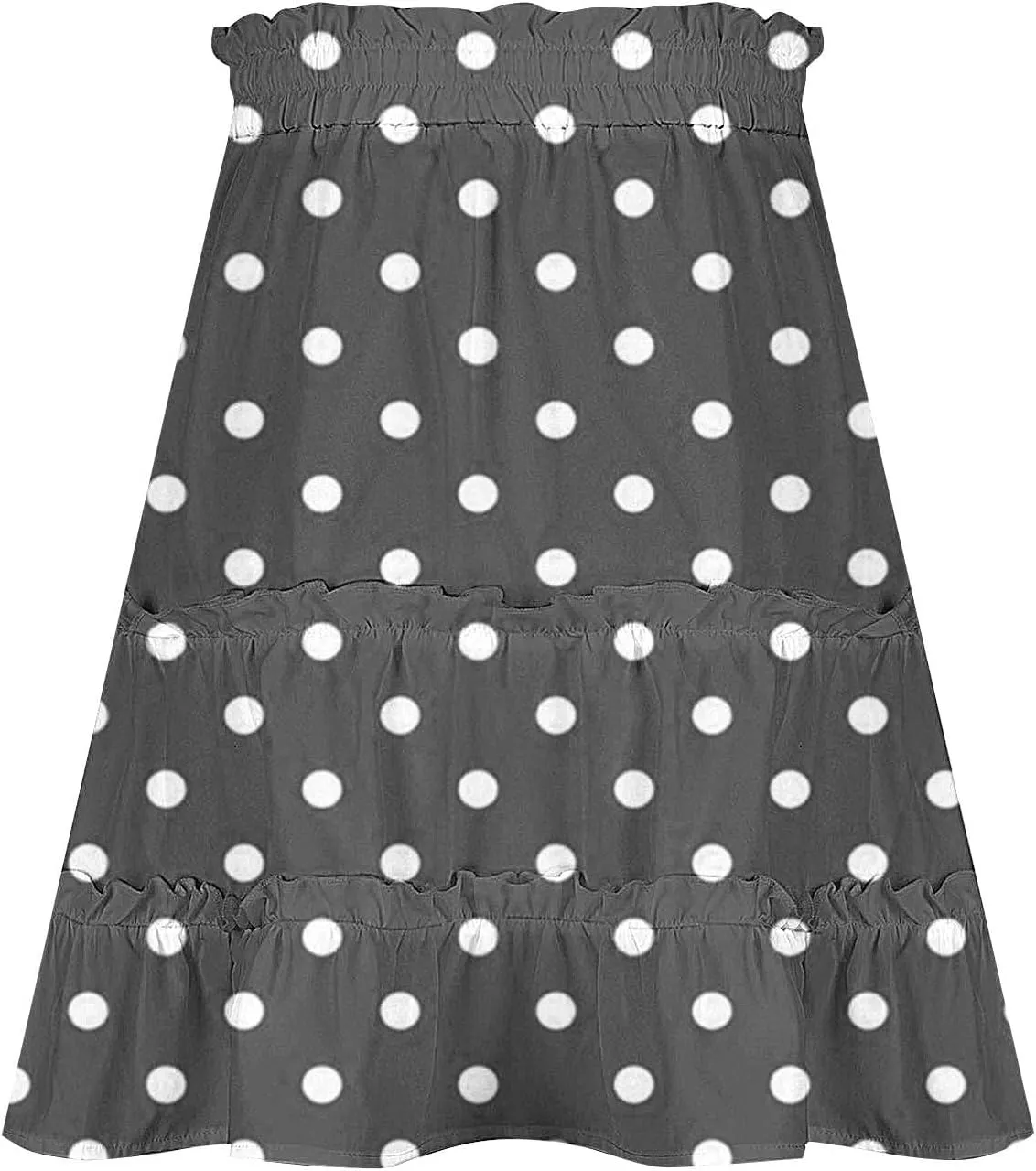 Women's Casual Summer Skirts High Waist Pleated Skirts A-Line Flowy Swing Tiered Skirt Polka Dots Beach Skirt