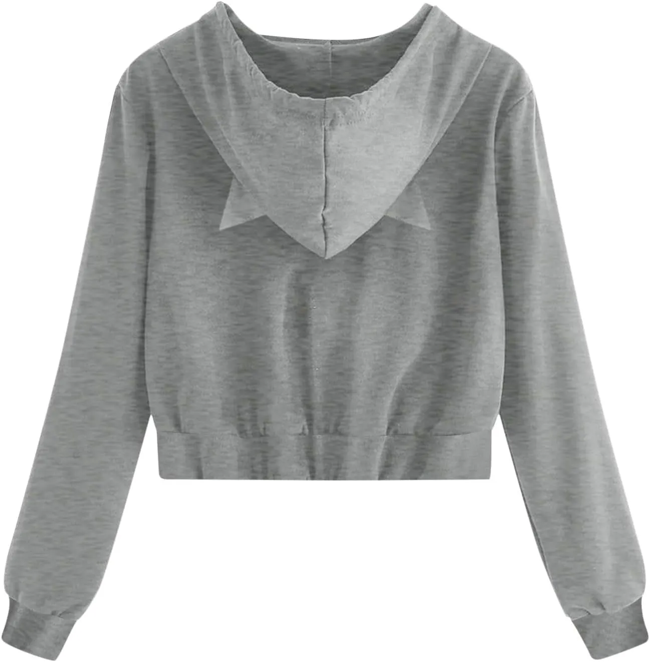 Women's Cat Ear Crop Hoodie Zip Up Sweatshirt Long Sleeve Drawstring Cute Full Zip Hoodies Pullover Tops