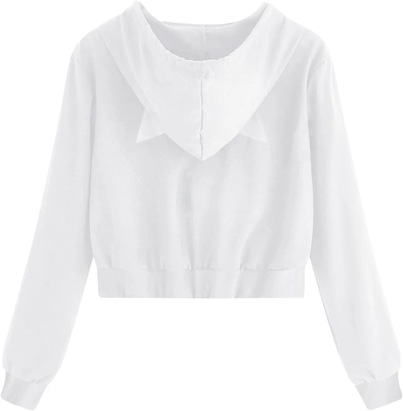 Women's Cat Ear Crop Hoodie Zip Up Sweatshirt Long Sleeve Drawstring Cute Full Zip Hoodies Pullover Tops