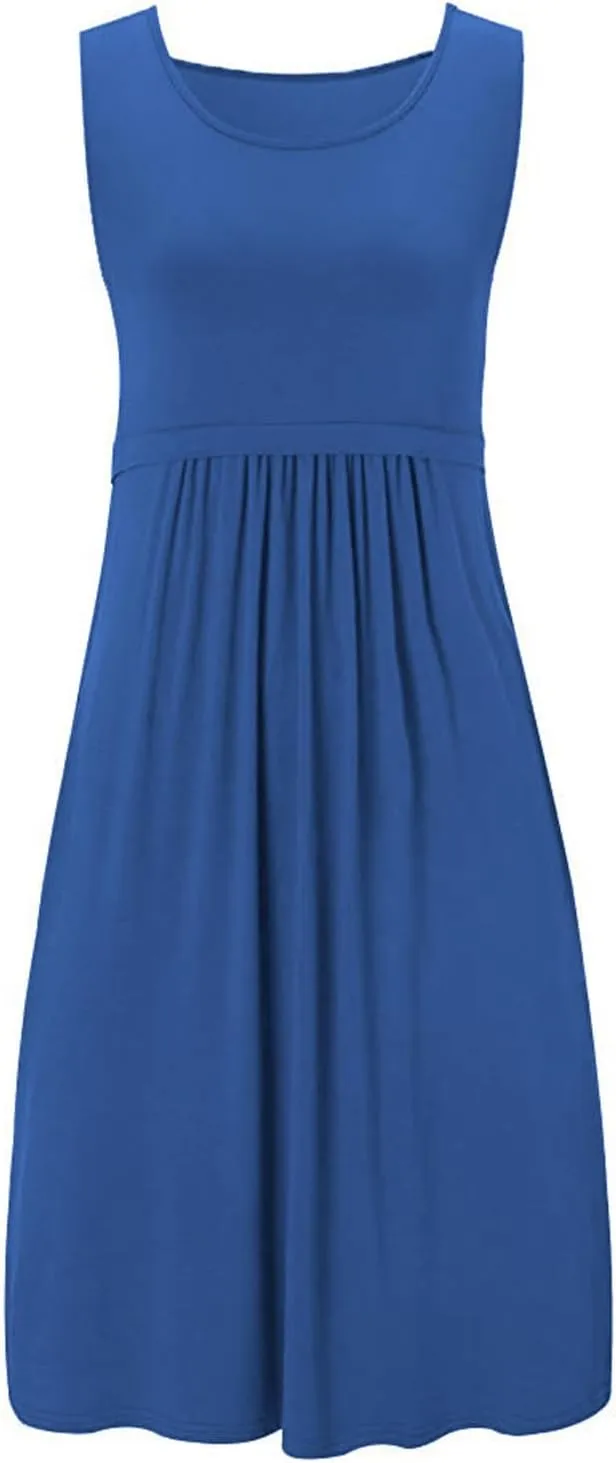 Women's Convenient Nursing Nightgown Patchwork Sleeveless Casual Maternity Dress Comfy Breastfeeding Sleepwear