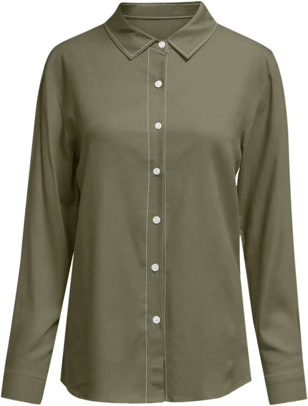 Womens Cotton Linen Button Down Shirts Summer Fall Casual Long Sleeve Solid Color Loose Fit Collared Work Blouse Tops