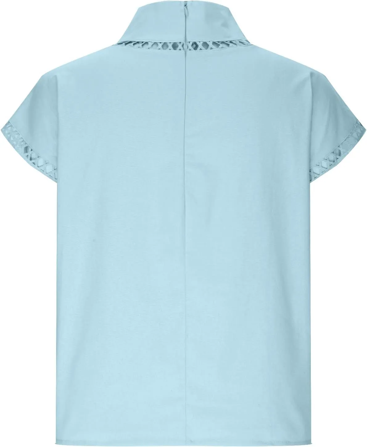 Womens Cotton Linen Tops Temperament Flying Sleeve Shirts High Round Neck Basic Summer Loose Fit Blouse Tees T-Shirt