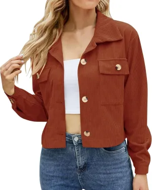 Womens Cropped Button Up Hoodies Sweatshirt Solid Color Lapel Long Sleeve Lightweight Jacket Winter Outfits Clothes