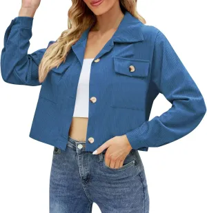 Womens Cropped Button Up Hoodies Sweatshirt Solid Color Lapel Long Sleeve Lightweight Jacket Winter Outfits Clothes