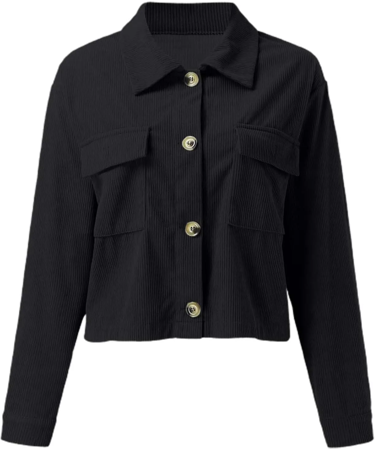 Womens Cropped Button Up Hoodies Sweatshirt Solid Color Lapel Long Sleeve Lightweight Jacket Winter Outfits Clothes