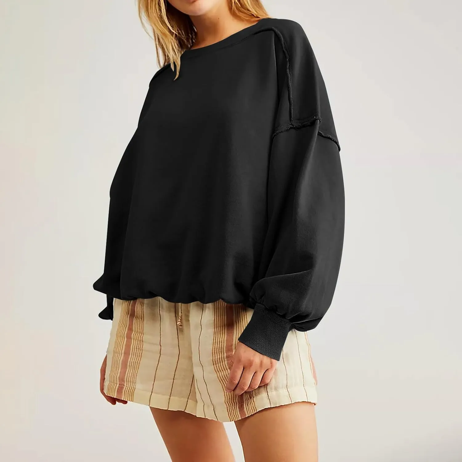 Womens Cropped Sweatshirts 2023 Fashion Long Sleeve Crewneck Crop Pullover Tops Teen Girl Fall Outfits Clothes