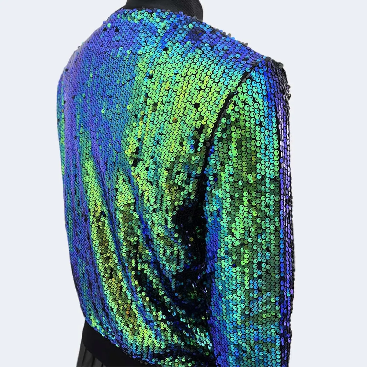 Women's Cropped Zip Up Bomber Jacket Sparkly Casual Crewneck Long Sleeve Coats Glitter Party Outwear Winter Clothes