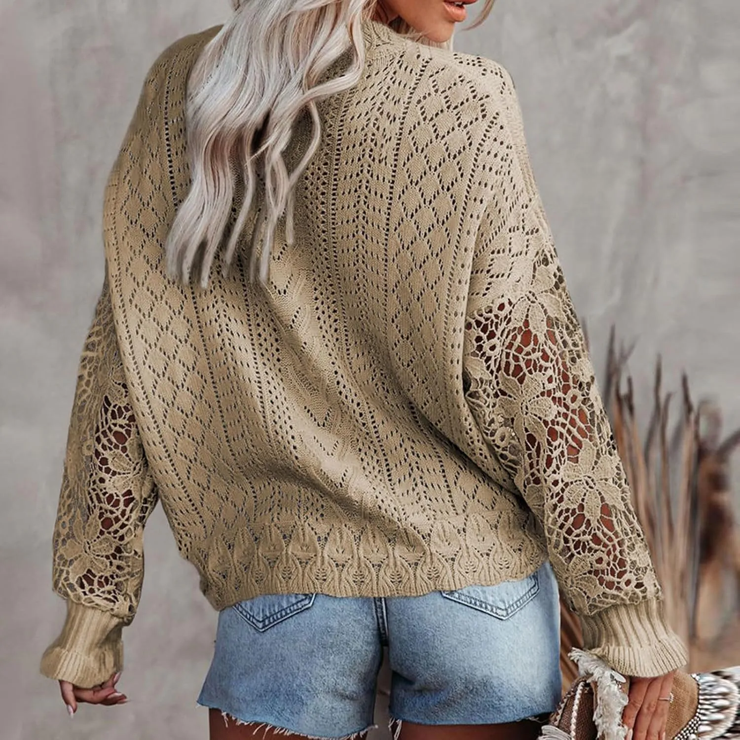 Women's Elegant Pullover Sweater Mock Neck Slim Fit Long Sleeve Knitted Ribbed Chunky Vacation Jumper Tops