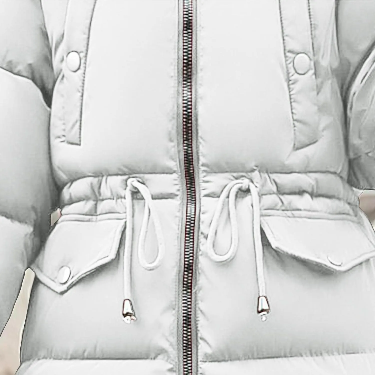 Womens Elegant Zipper Puffer Coat Long Sleeve Big Collar Down Coat Insulated Casual Loose Overcoat Daily Winter Clothes