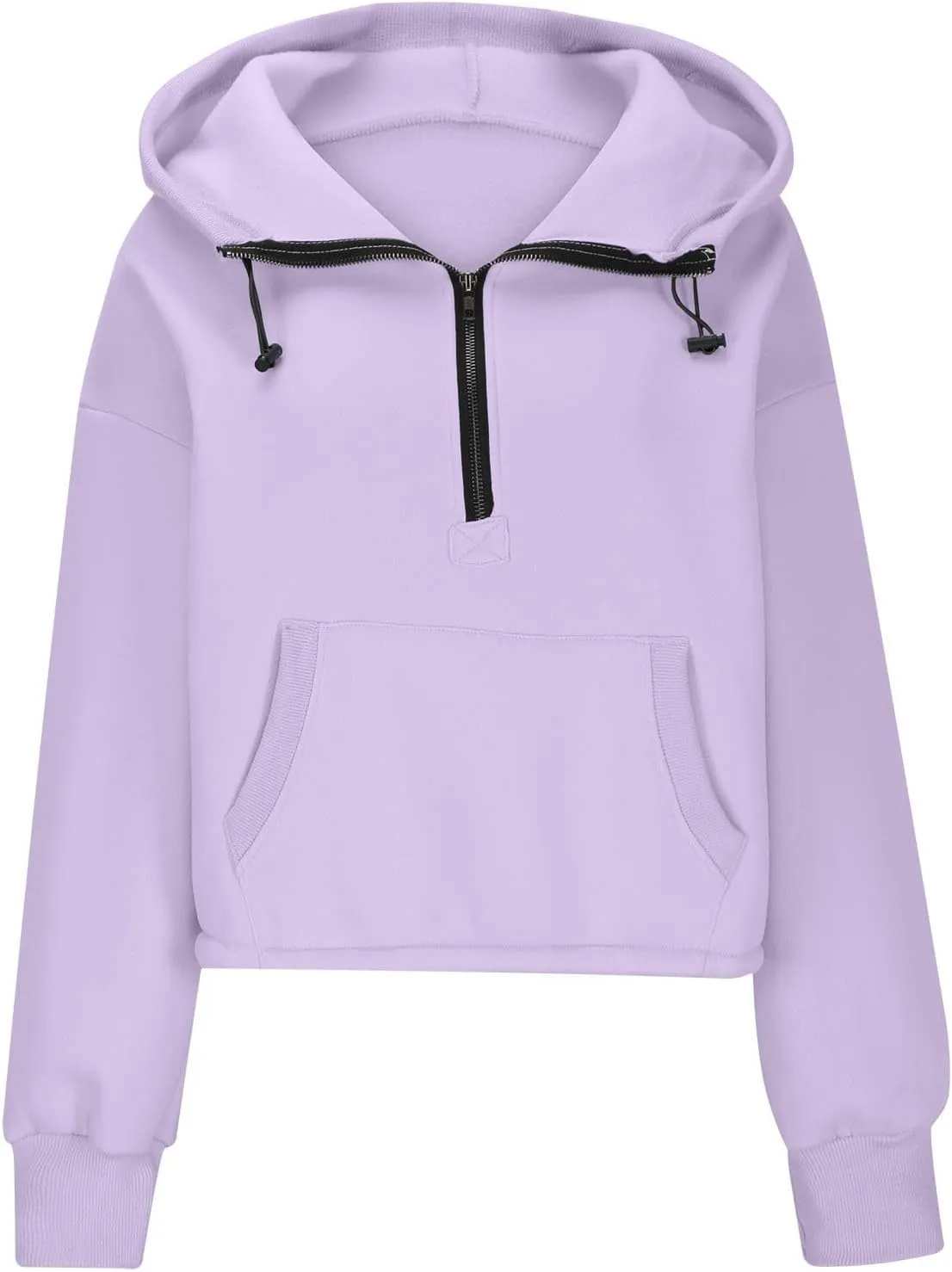 Womens Fall Fashion 2025 Half Zip Cropped Sweatshirt Long Sleeve Stand Collar Oversized Casual Y2k Pullover Top Shirt