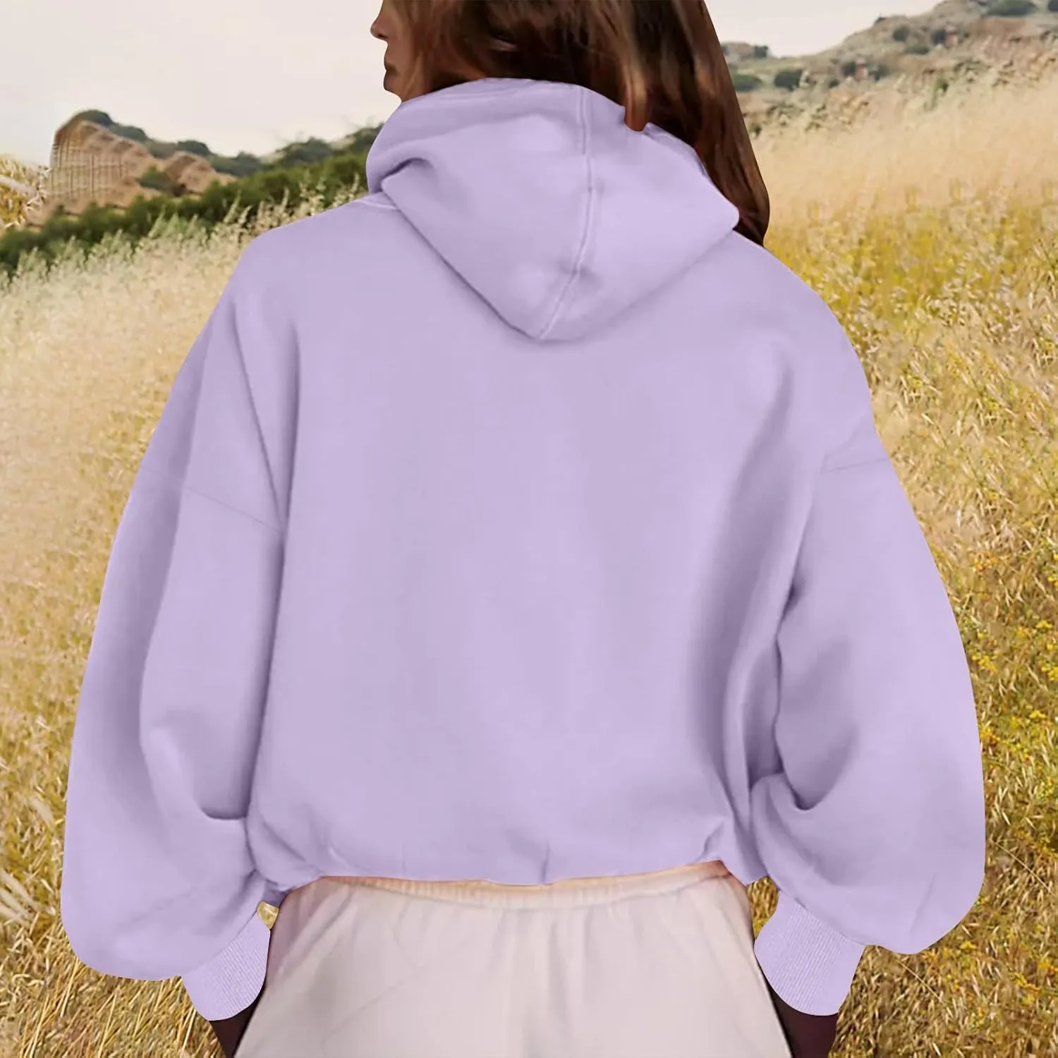Womens Fall Fashion 2025 Half Zip Cropped Sweatshirt Long Sleeve Stand Collar Oversized Casual Y2k Pullover Top Shirt
