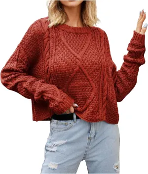 Women's Fall Mock Neck Cropped Sweater 2024 Long Sleeve Soft Trendy Ribbed Knit Cute Ladies Pullover Jumper Tops
