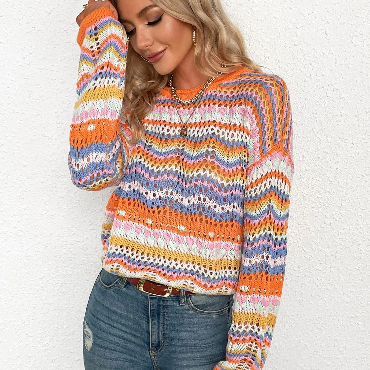 Women's Fall Mock Neck Cropped Sweater 2024 Long Sleeve Soft Trendy Ribbed Knit Cute Ladies Pullover Jumper Tops