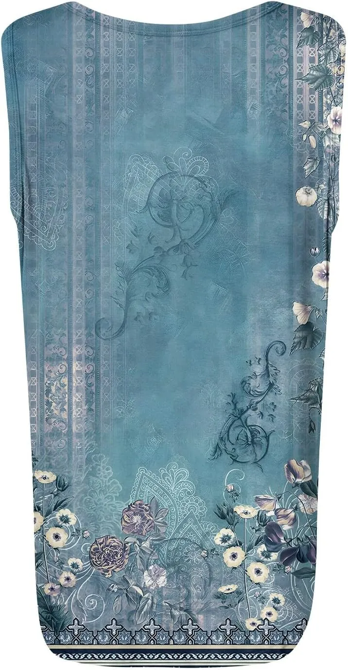 Women's Floral Print Sleeveless Blouse Casual Summer Tank Top with Square Neckline,Lightweight & Breathable