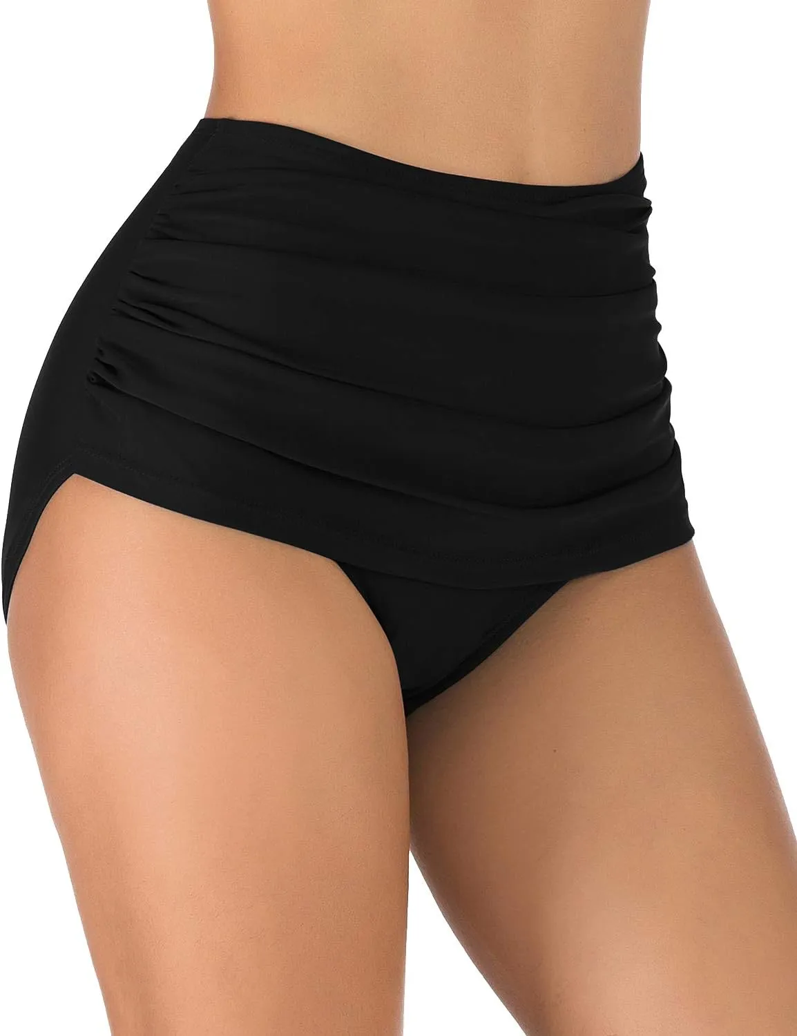 Womens High Waisted Bikini Bottoms Full Coverage Bathing Suit Swim Bottom