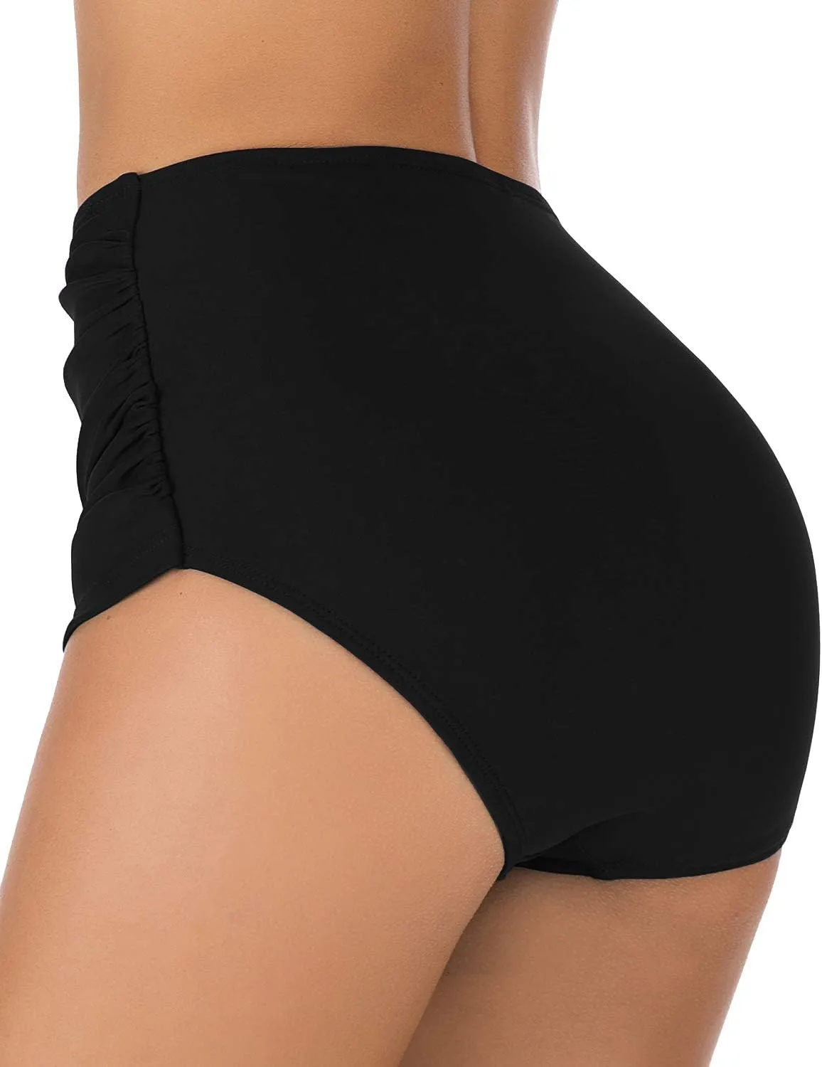 Womens High Waisted Bikini Bottoms Full Coverage Bathing Suit Swim Bottom