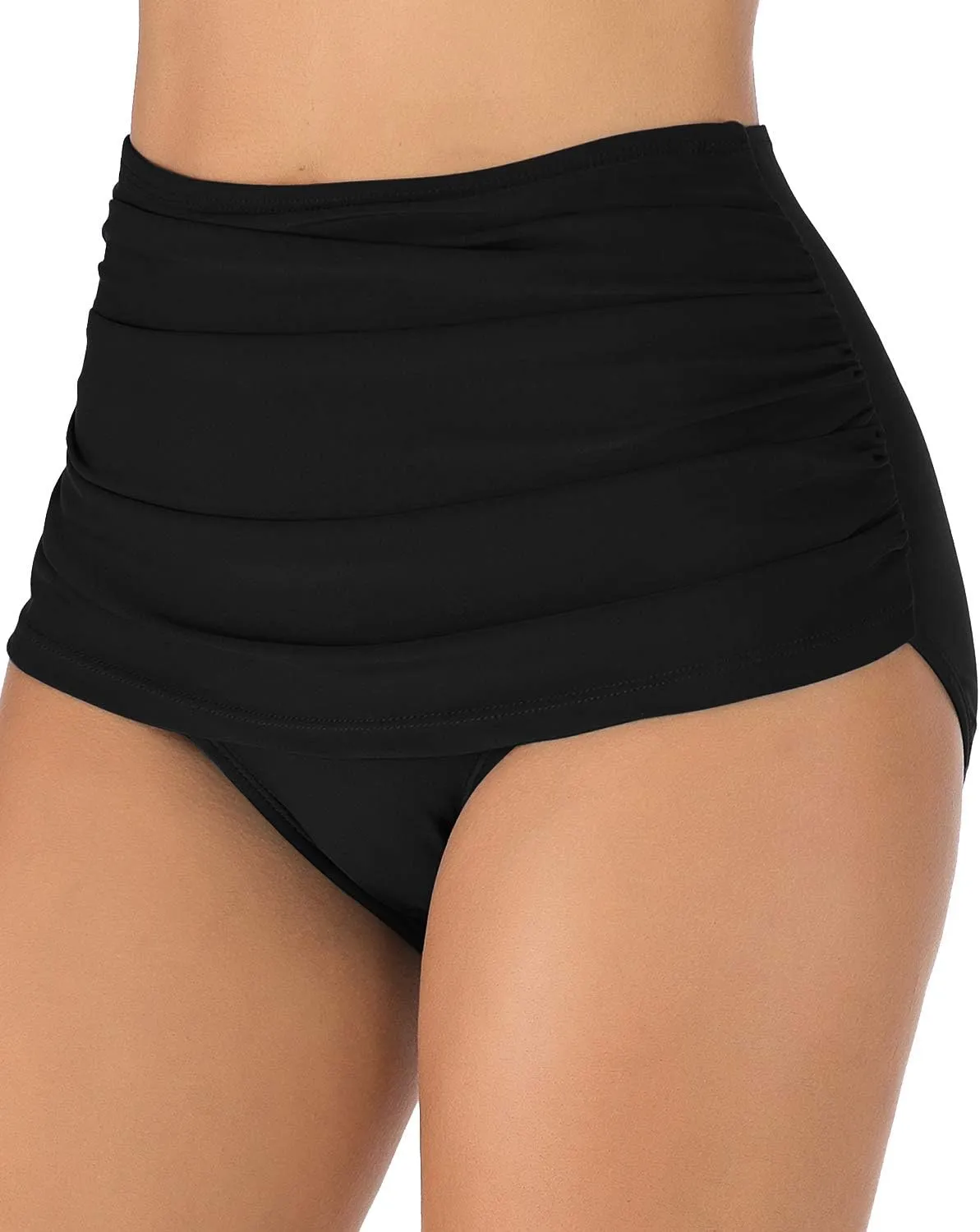 Womens High Waisted Bikini Bottoms Full Coverage Bathing Suit Swim Bottom