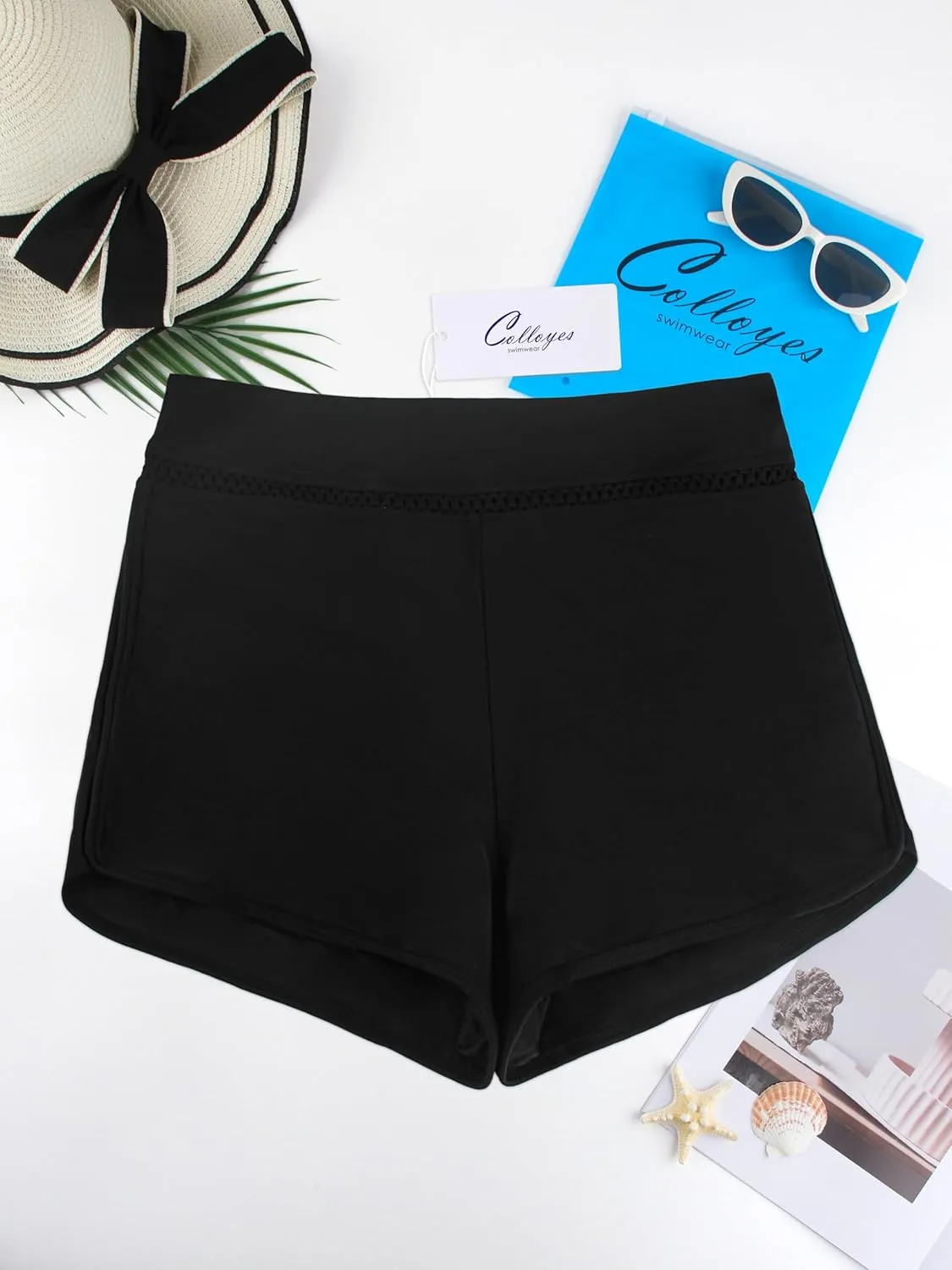 Women's High Waisted Swim Board Shorts Full Liner Swimsuit Bottoms Quick Dry Boyshorts Bottoms Bathing Trunks