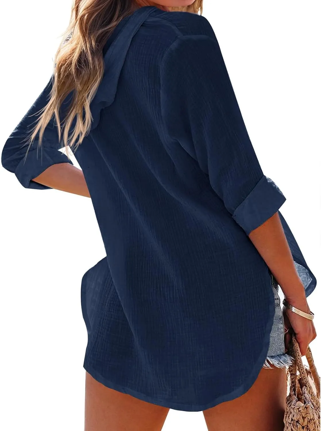 Womens Hoodies Cotton Linen Summer Tops Long Sleeve V Neck Sweatshirts Casual Beach Swimsuit Coverup with Pockets