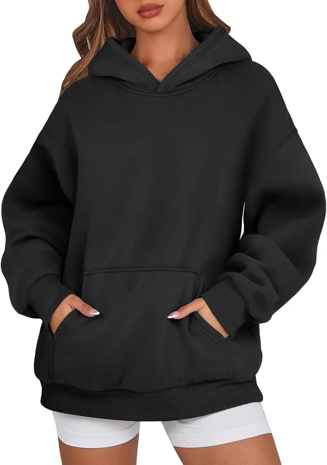 Womens Hoodies Oversized Sweatshirts Long Sleeve Fleece Hooded Sweatshirt Casual Pullover Top Fall Outfits with Pocket