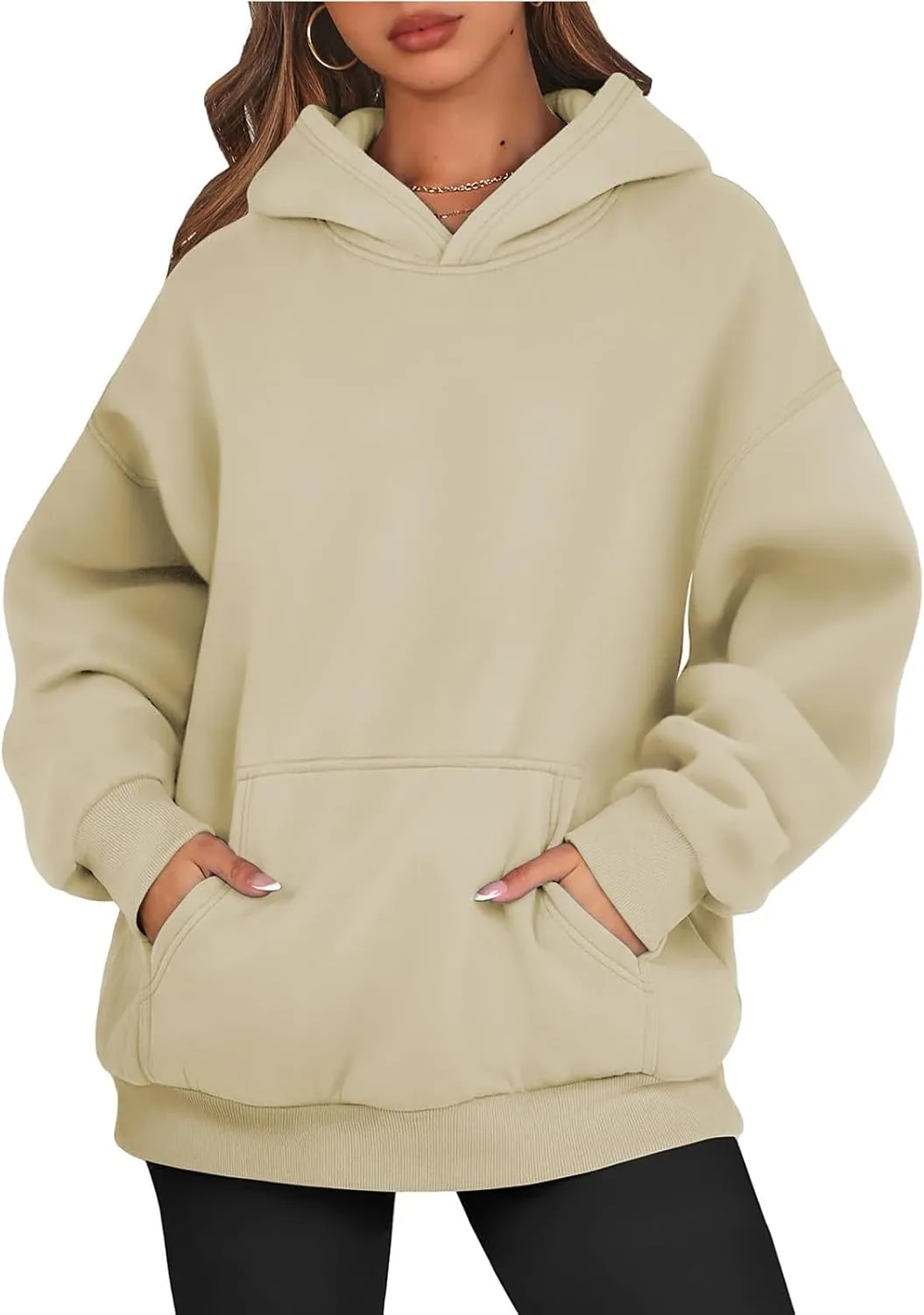 Womens Hoodies Oversized Sweatshirts Long Sleeve Fleece Hooded Sweatshirt Casual Pullover Top Fall Outfits with Pocket