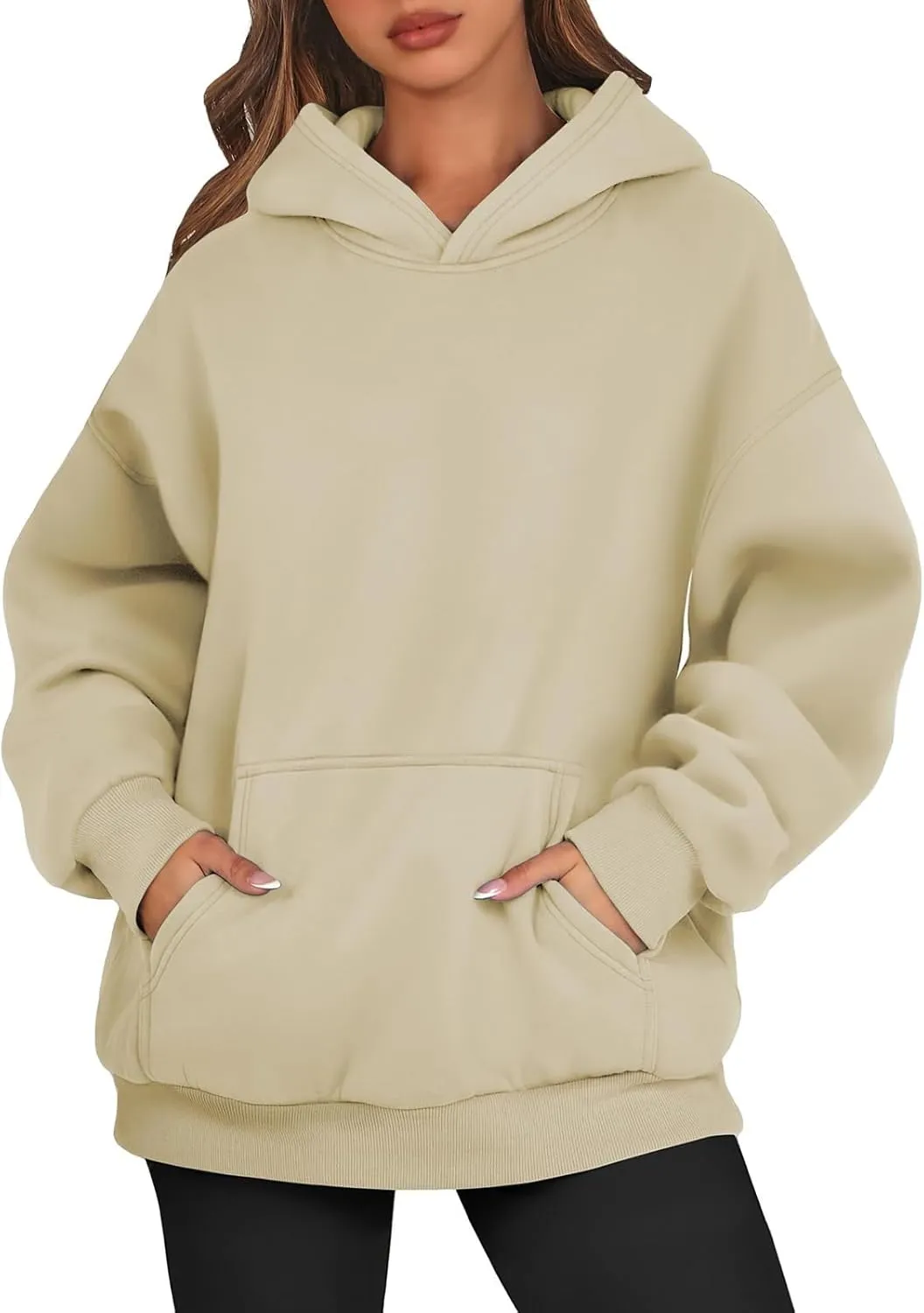 Womens Hoodies Oversized Sweatshirts Long Sleeve Fleece Hooded Sweatshirt Casual Pullover Top Fall Outfits with Pocket