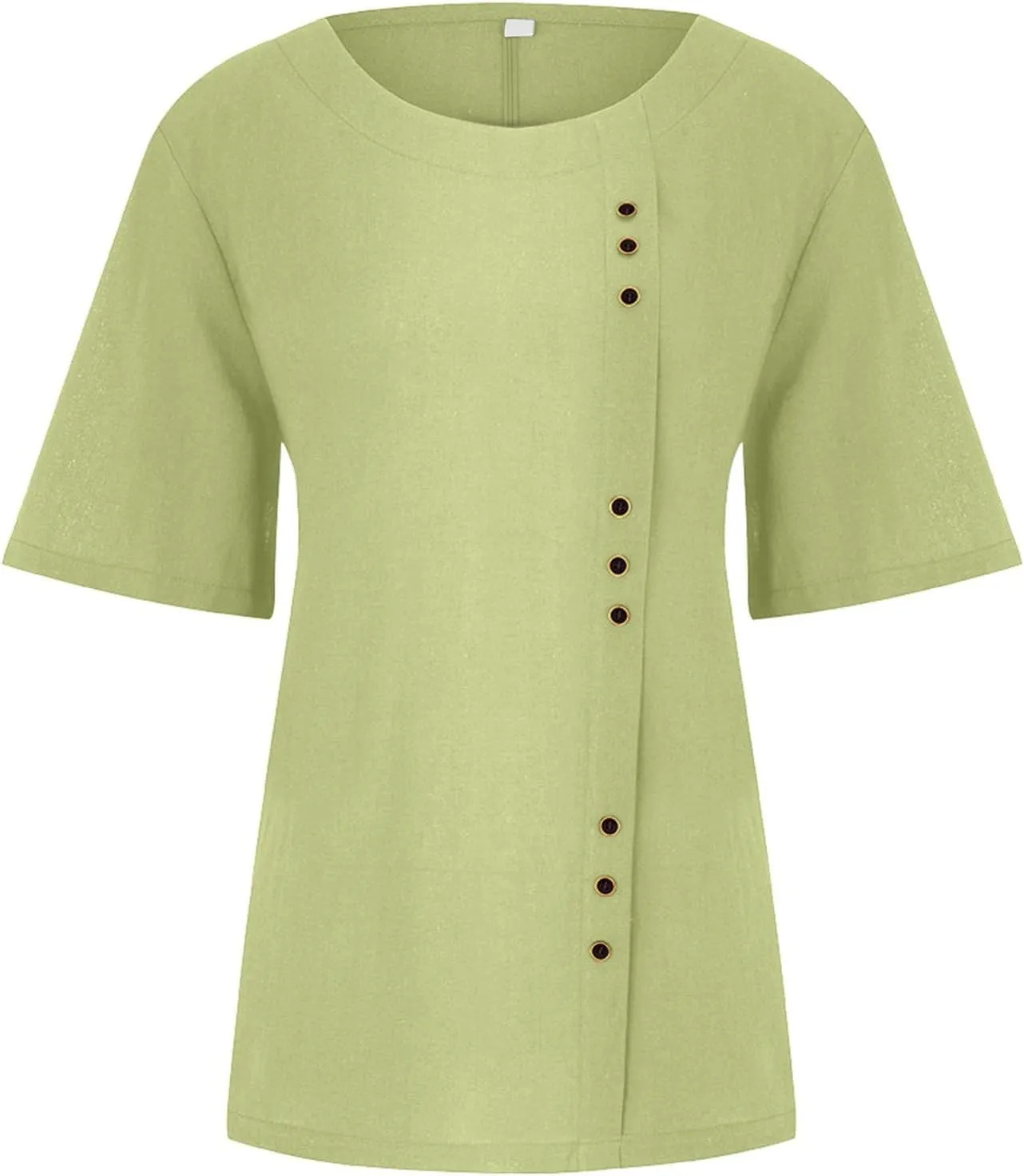 Womens Lined Tops Going Out Casual Short Sleeve Summer Tee Shirts Button Down Crewneck Solid Dressy Blouses